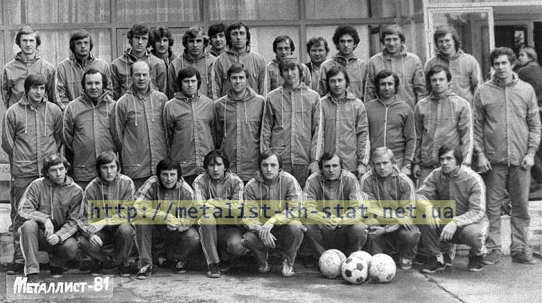 1981 год. Общая фотография команды Металлист Харьков. Во дворе стадиона